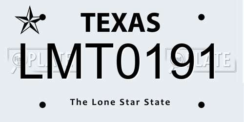 LMT0191 Texas License Plate