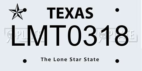 LMT0318 Texas License Plate