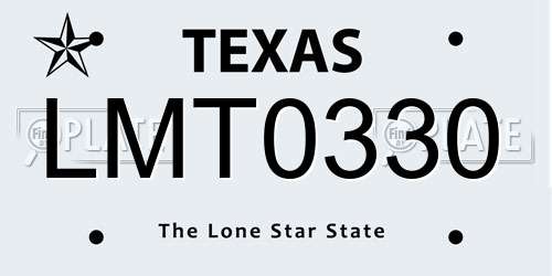 LMT0330 Texas License Plate