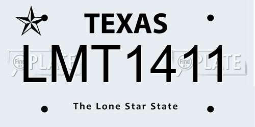 LMT1411 Texas License Plate