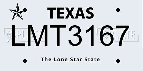 LMT3167 Texas License Plate