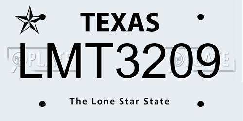 LMT3209 Texas License Plate
