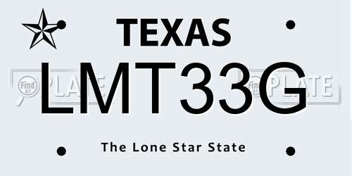 LMT33G Texas License Plate