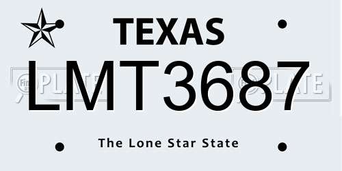 LMT3687 Texas License Plate