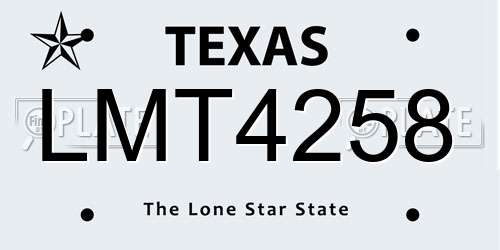 LMT4258 Texas License Plate