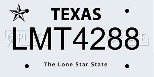 LMT4288 Texas License Plate