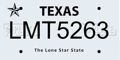 LMT5263 Texas License Plate