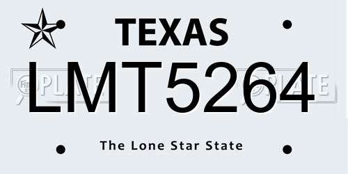 LMT5264 Texas License Plate