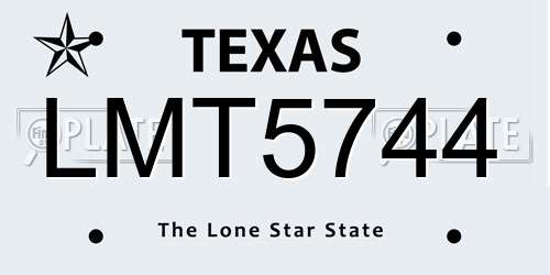 LMT5744 Texas License Plate