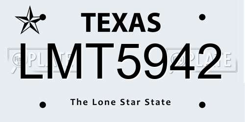 LMT5942 Texas License Plate