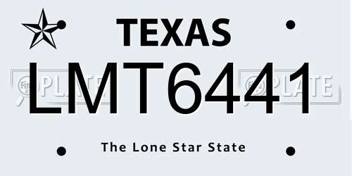 LMT6441 Texas License Plate