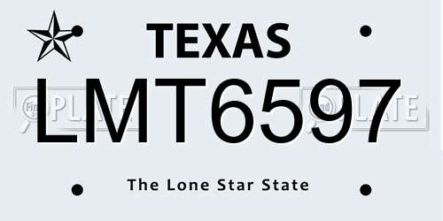 LMT6597 Texas License Plate