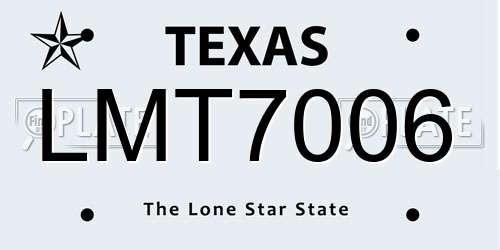 LMT7006 Texas License Plate