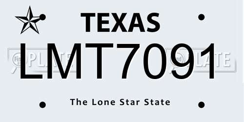 LMT7091 Texas License Plate