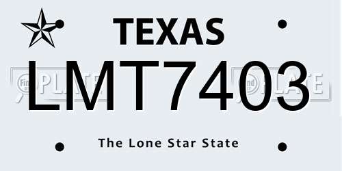 LMT7403 Texas License Plate