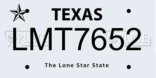 LMT7652 Texas License Plate