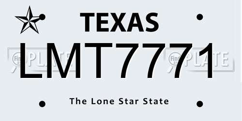 LMT7771 Texas License Plate
