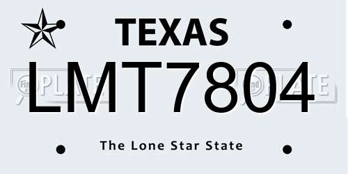 LMT7804 Texas License Plate