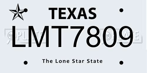 LMT7809 Texas License Plate
