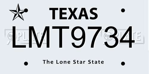 LMT9734 Texas License Plate