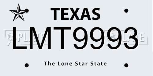 LMT9993 Texas License Plate