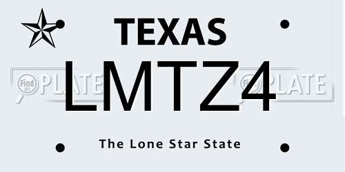 LMTZ4 Texas License Plate
