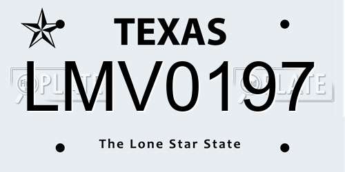 LMV0197 Texas License Plate