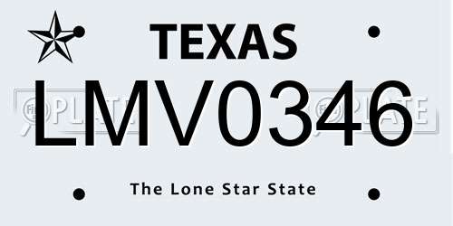 LMV0346 Texas License Plate