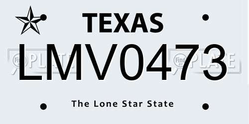 LMV0473 Texas License Plate