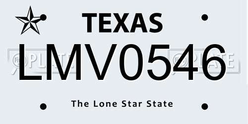 LMV0546 Texas License Plate