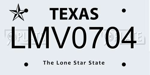 LMV0704 Texas License Plate
