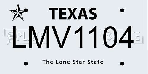LMV1104 Texas License Plate