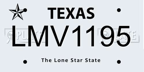 LMV1195 Texas License Plate
