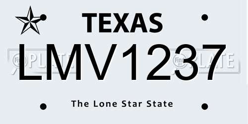 LMV1237 Texas License Plate