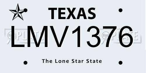 LMV1376 Texas License Plate