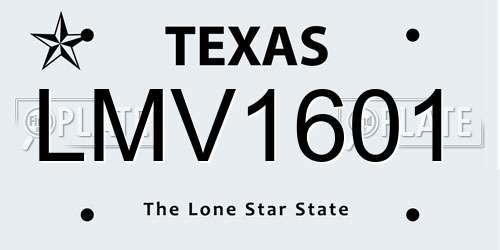 LMV1601 Texas License Plate