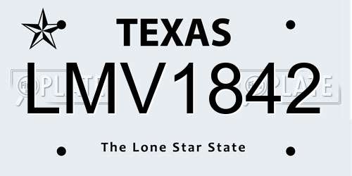 LMV1842 Texas License Plate