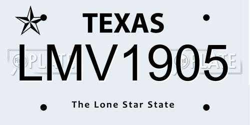 LMV1905 Texas License Plate
