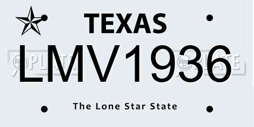 LMV1936 Texas License Plate