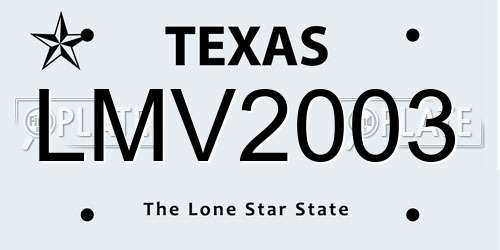 LMV2003 Texas License Plate