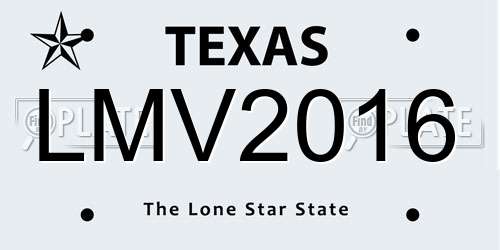 LMV2016 Texas License Plate