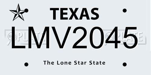 LMV2045 Texas License Plate