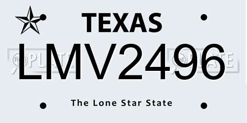 LMV2496 Texas License Plate