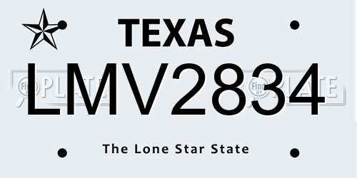LMV2834 Texas License Plate