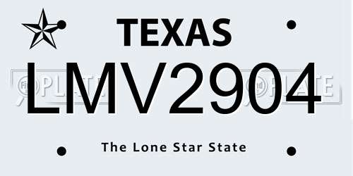 LMV2904 Texas License Plate