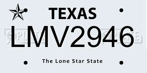 LMV2946 Texas License Plate