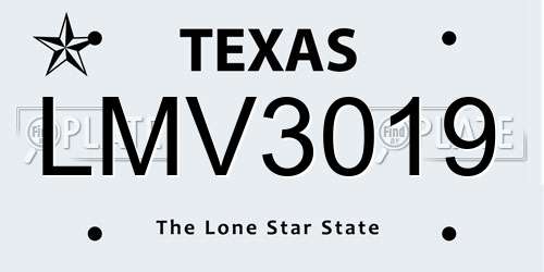 LMV3019 Texas License Plate