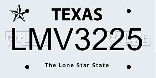 LMV3225 Texas License Plate