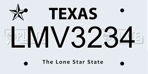 LMV3234 Texas License Plate