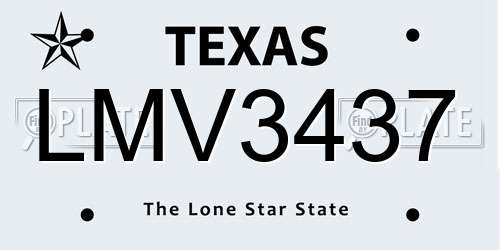 LMV3437 Texas License Plate